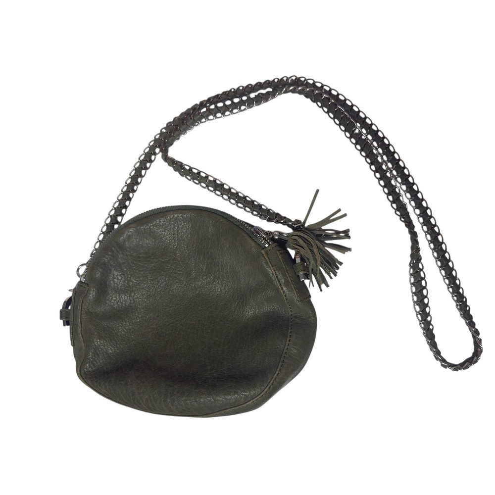 Anthropologie Pour La Victoire Olive Green Genuine Leather Round Crossbody Bag